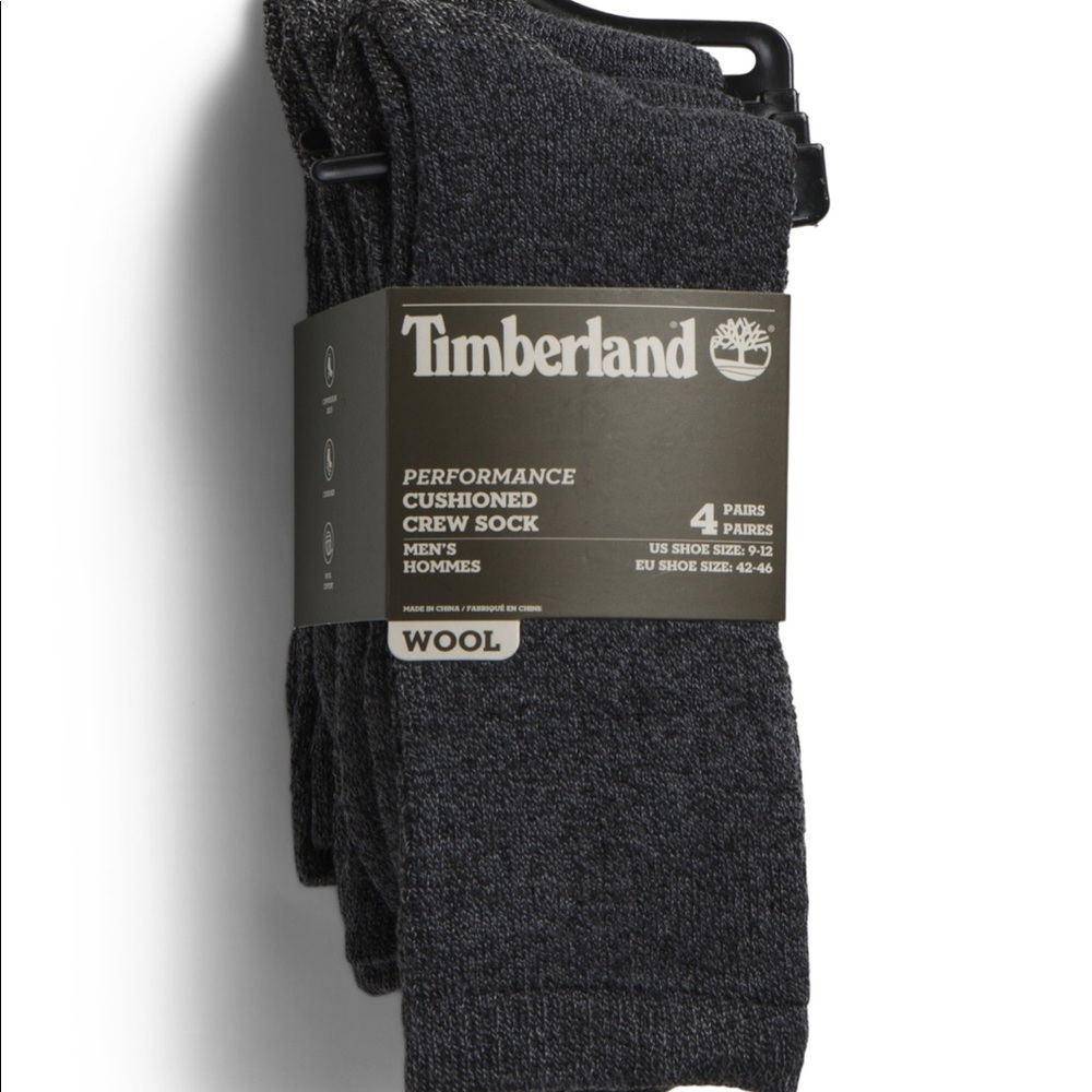 Timberland men’s wool performance cushioned crew socks